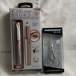 Flawless Brows Hair Remover and Tweezerman Scissors Set NIB